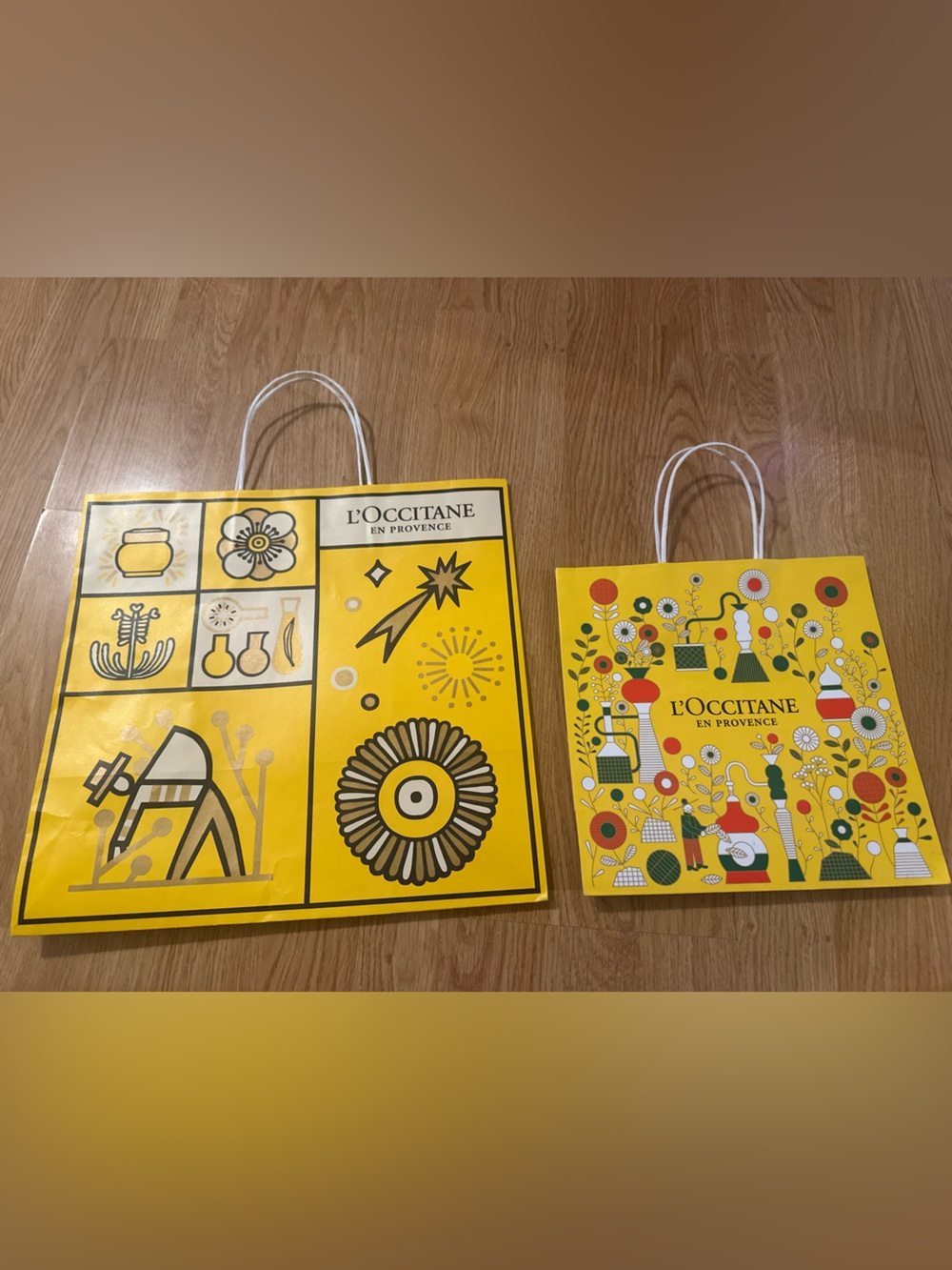 L'OCCITANE Yellow Floral Graphic Gift Bags - Set of 2